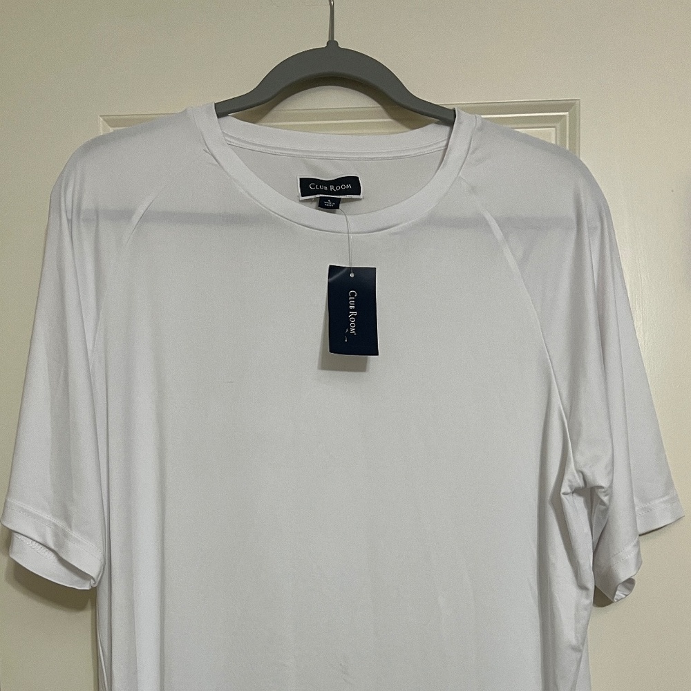 New Club Room Rashguard‎ Short-Sleeve Shirt Mens Large Swim White